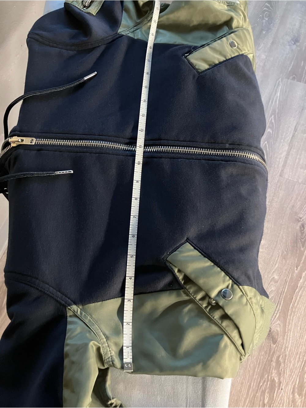 CAbi Navy Hoodie with Olive Utility Sleeves - Picture 4 of 4